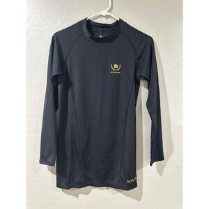 Mava Men's Long Sleeve Compression Black & Gold Short Size L NWT